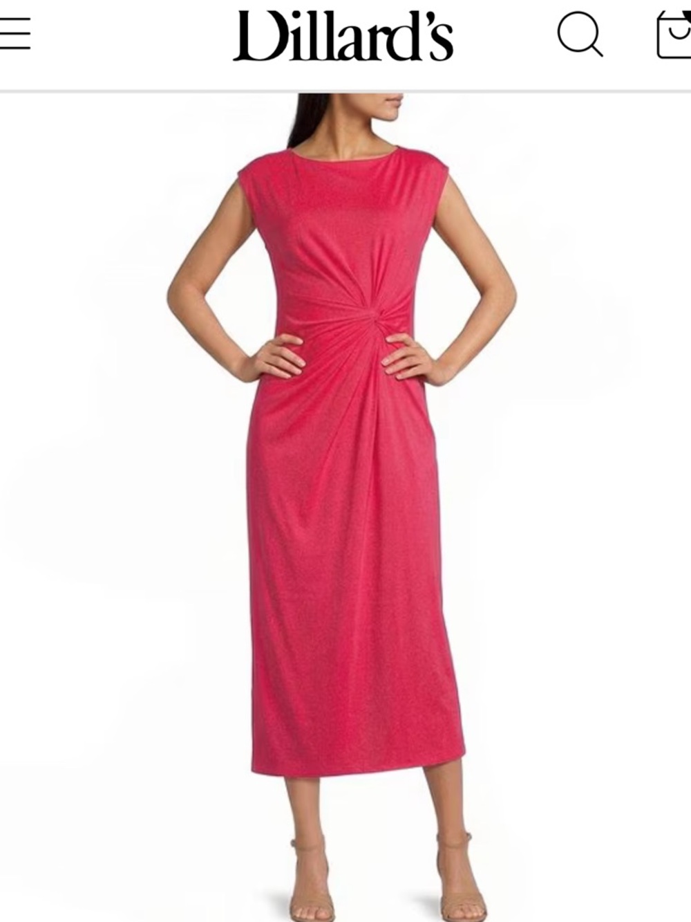 Alex Marie Fuchsia Midi Twist-Front Dress